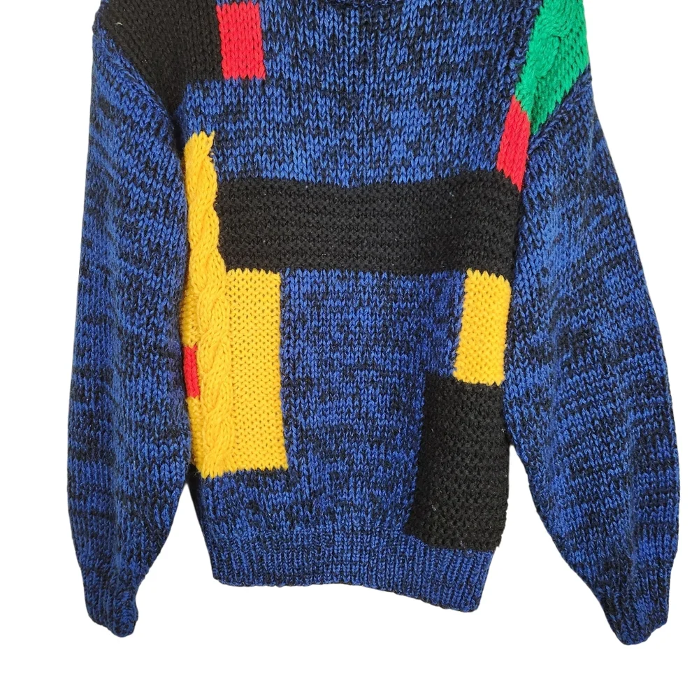 Vintage Pacific Club By Nak Colorblock Cable Knit Rib 80s Sweater Womens Size M - Picture 3 of 6
